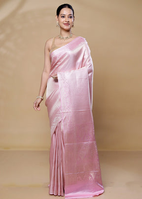 Pink Handloom Katan Pure Silk Saree With Blouse Piece