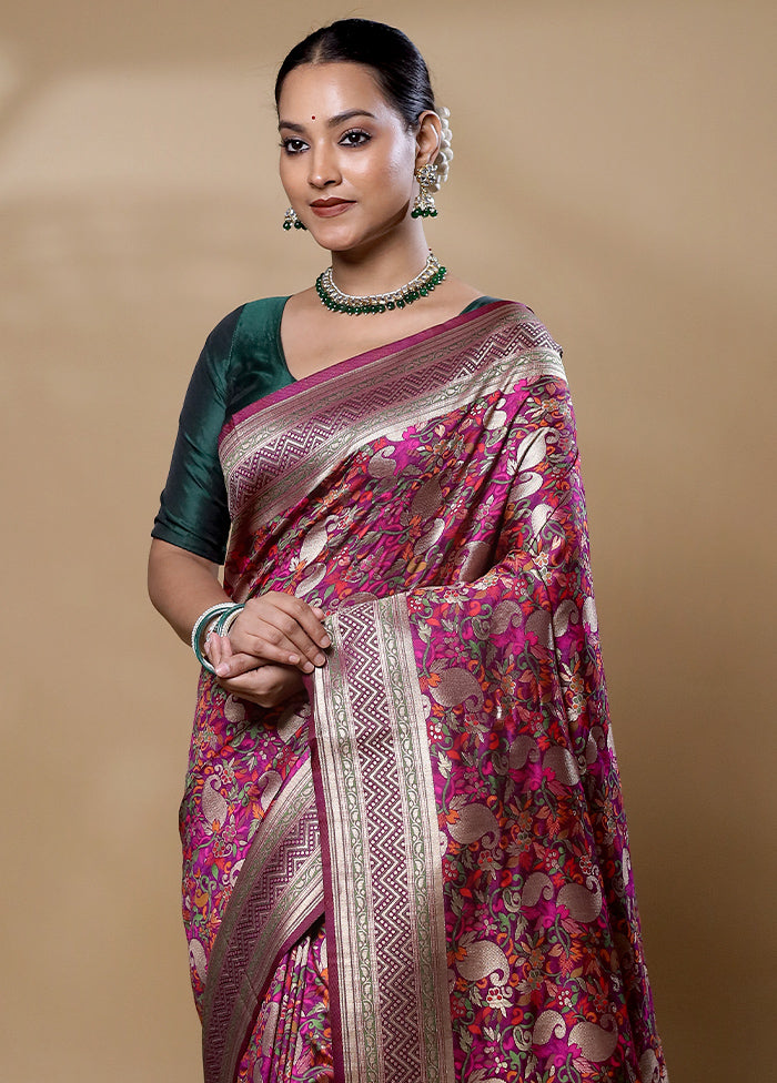 Pink Dupion Silk Saree With Blouse Piece