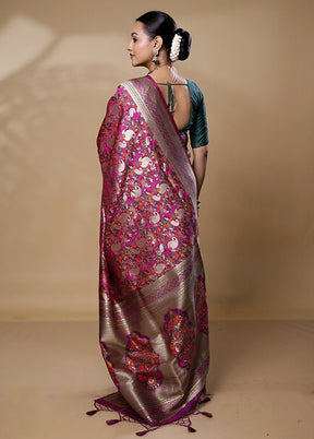 Pink Dupion Silk Saree With Blouse Piece