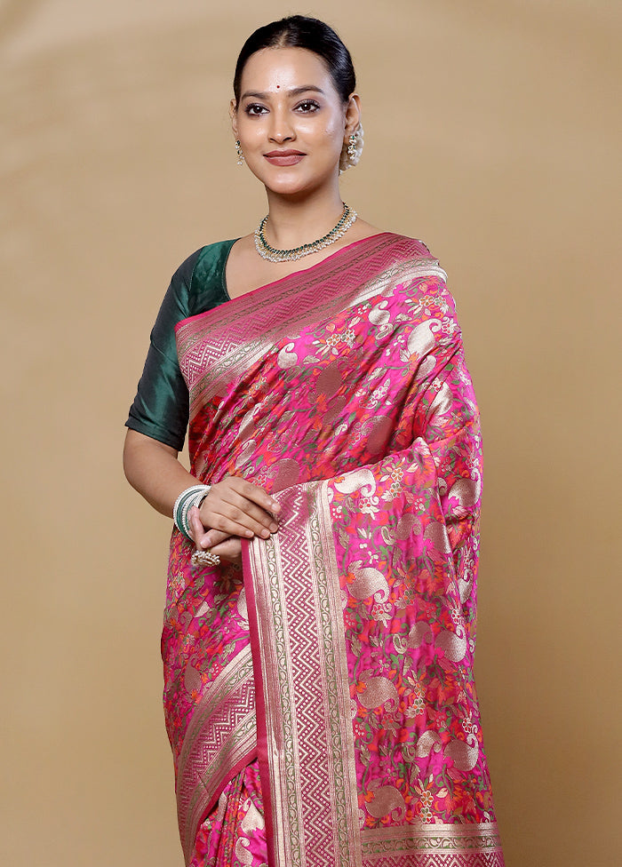 Pink Dupion Silk Saree With Blouse Piece