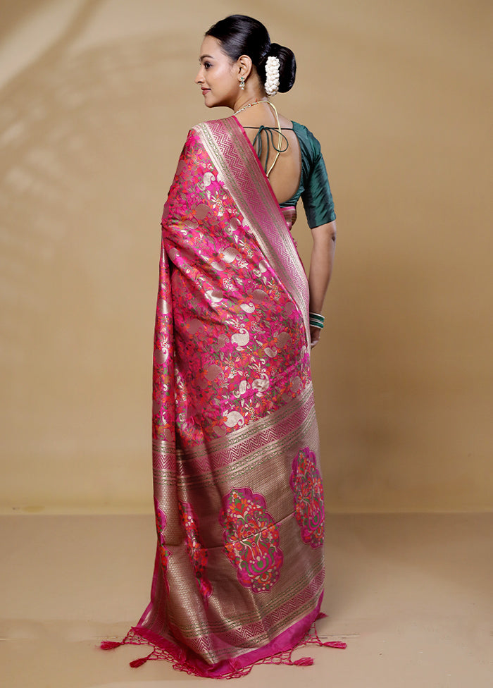 Pink Dupion Silk Saree With Blouse Piece