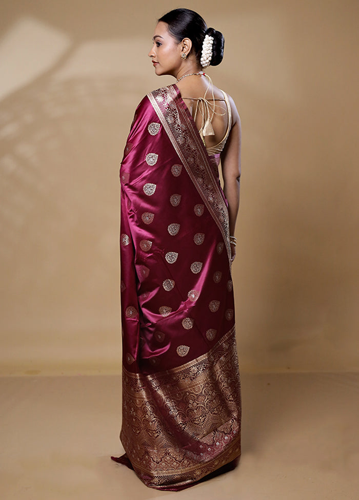 Purple Dupion Silk Saree With Blouse Piece