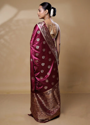 Purple Dupion Silk Saree With Blouse Piece