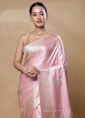 Pink Dupion Silk Saree With Blouse Piece