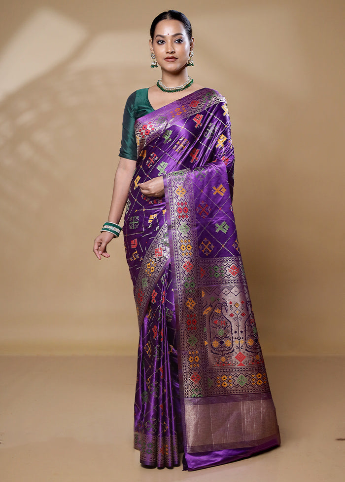 Purple Dupion Silk Saree With Blouse Piece