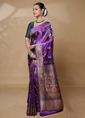 Purple Dupion Silk Saree With Blouse Piece