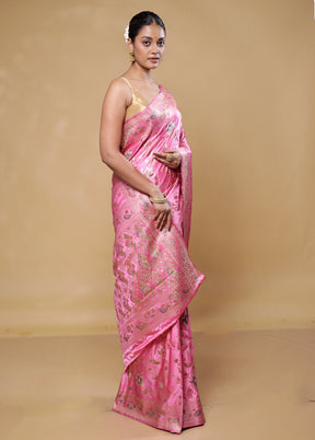 Pink Dupion Silk Saree With Blouse Piece