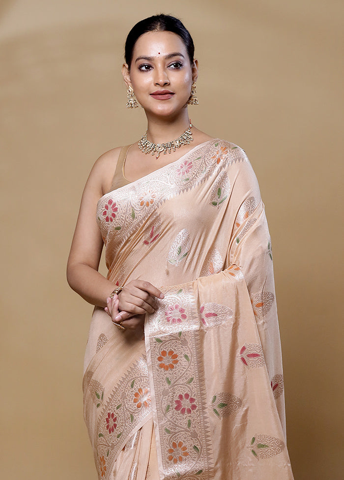 Cream Dupion Silk Saree With Blouse Piece