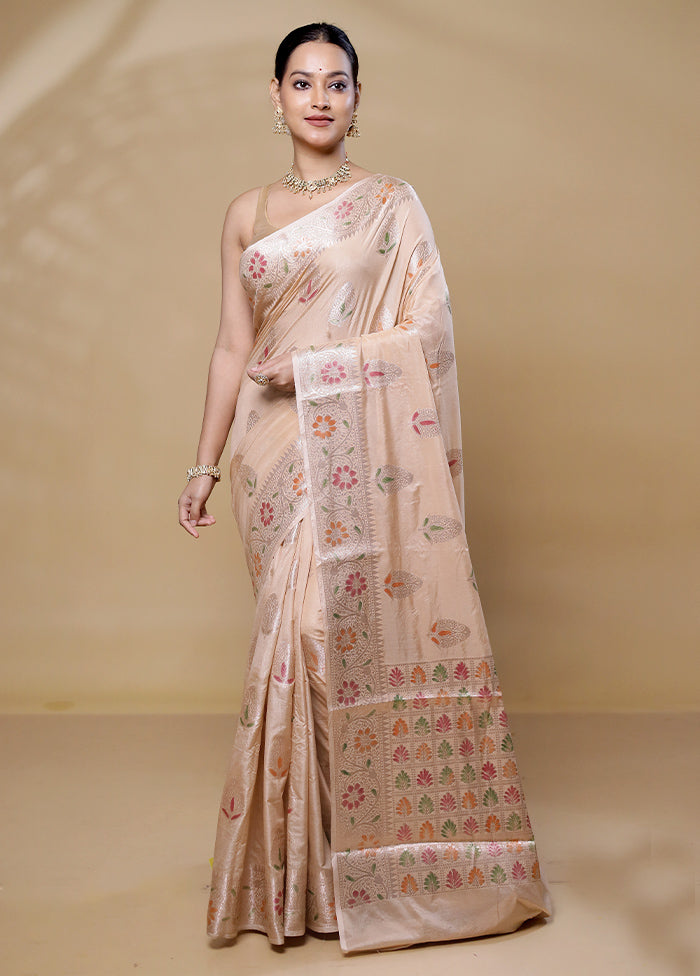 Cream Dupion Silk Saree With Blouse Piece