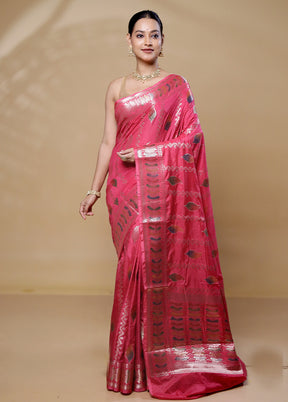 Pink Dupion Silk Saree With Blouse Piece