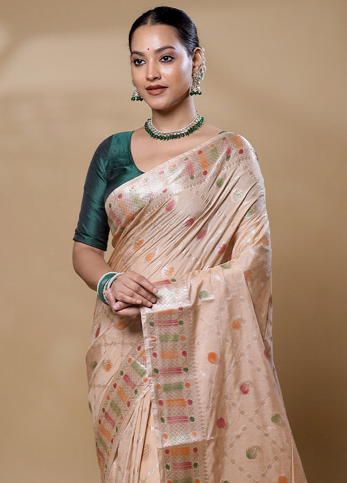 Cream Dupion Silk Saree With Blouse Piece