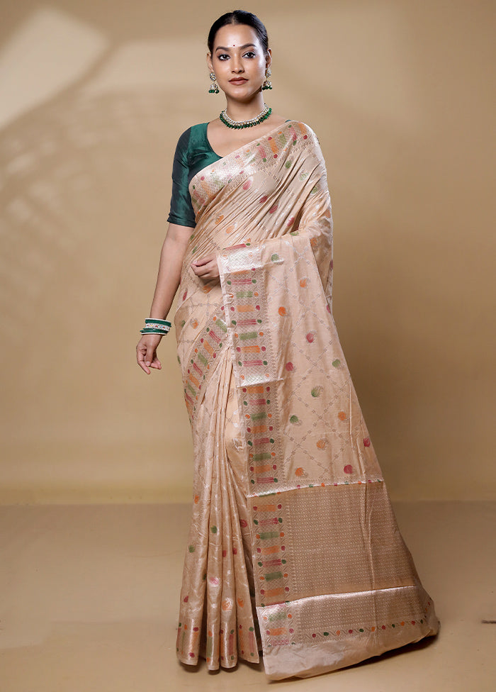 Cream Dupion Silk Saree With Blouse Piece