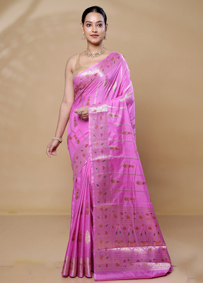 Pink Dupion Silk Saree With Blouse Piece