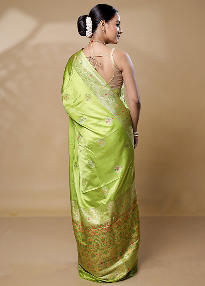 Green Dupion Silk Saree With Blouse Piece