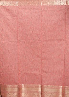 Pink Tussar Silk Saree With Blouse Piece