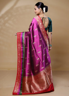 Pink Handloom Katan Pure Silk Saree With Blouse Piece