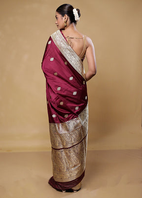 Pink Handloom Katan Pure Silk Saree With Blouse Piece