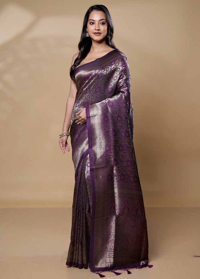 Wine Dupion Silk Saree With Blouse Piece