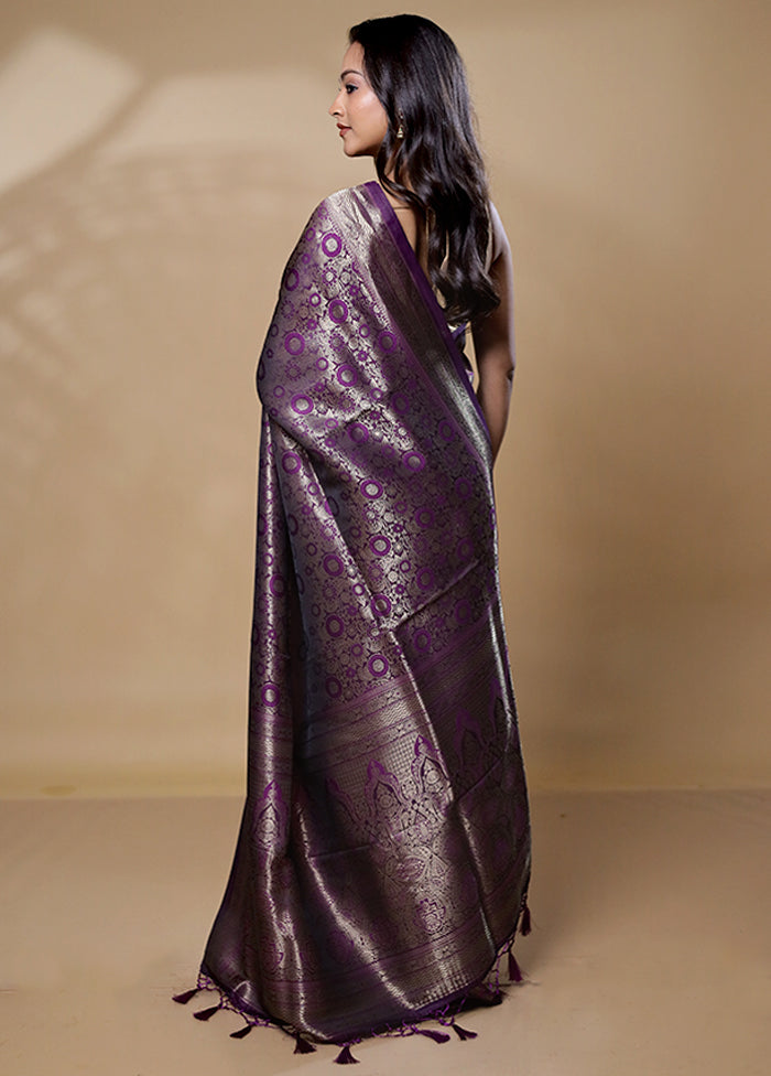 Wine Dupion Silk Saree With Blouse Piece