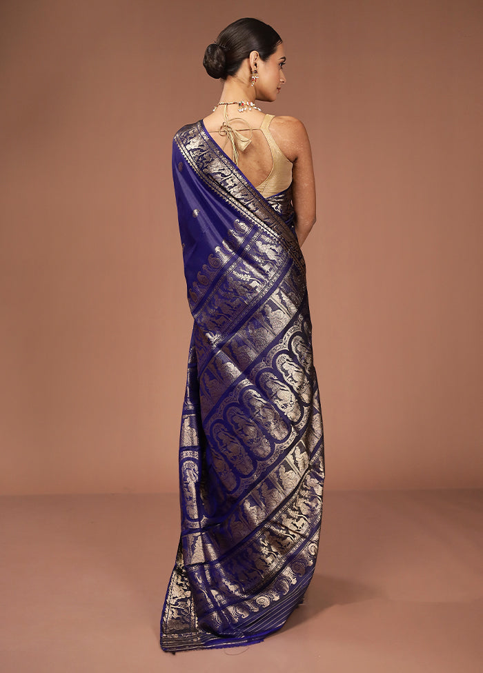 Black Handloom Baluchari Pure Silk Saree With Blouse Piece