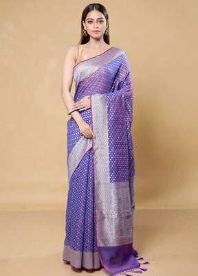 Purple Kora Silk Saree With Blouse Piece