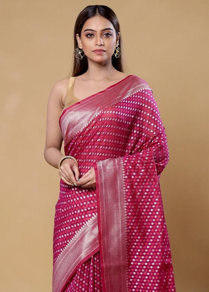 Pink Kora Silk Saree With Blouse Piece