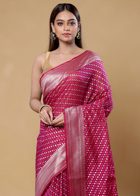 Pink Kora Silk Saree With Blouse Piece