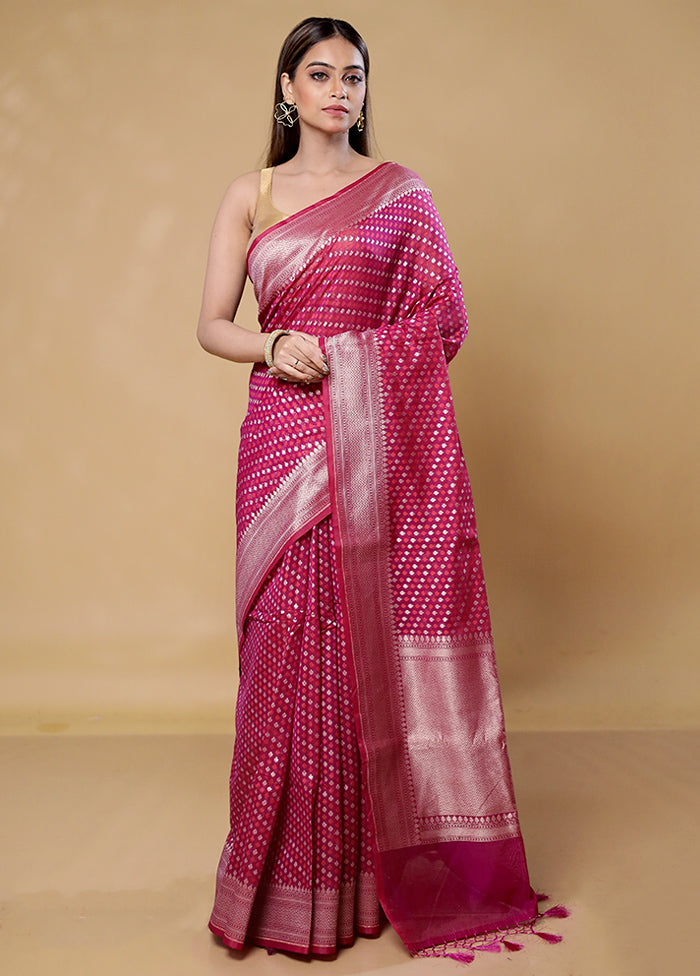 Pink Kora Silk Saree With Blouse Piece