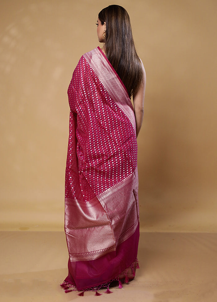 Pink Kora Silk Saree With Blouse Piece