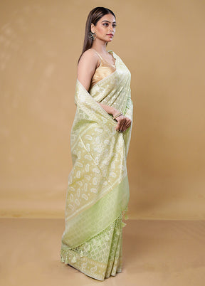 Green Kora Silk Saree With Blouse Piece