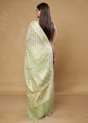 Green Kora Silk Saree With Blouse Piece