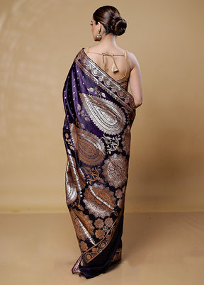 Black Banarasi Silk Saree With Blouse Piece