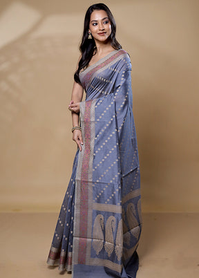 Grey Cotton Saree With Blouse Piece