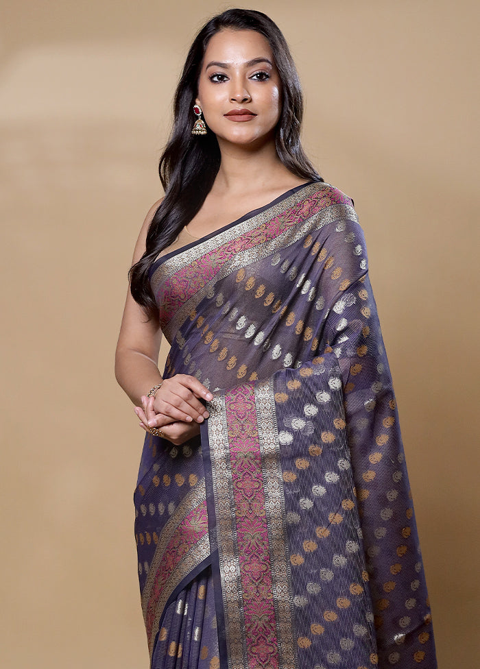 Blue Pure Cotton Saree With Blouse Piece