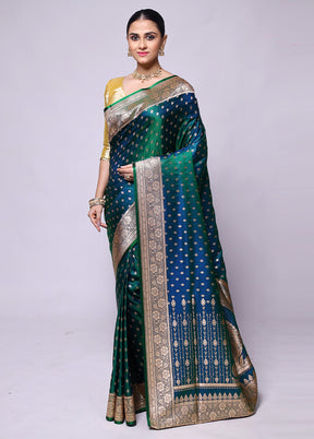 Green Banarasi Silk Saree With Blouse Piece