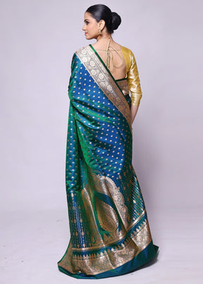 Green Banarasi Silk Saree With Blouse Piece