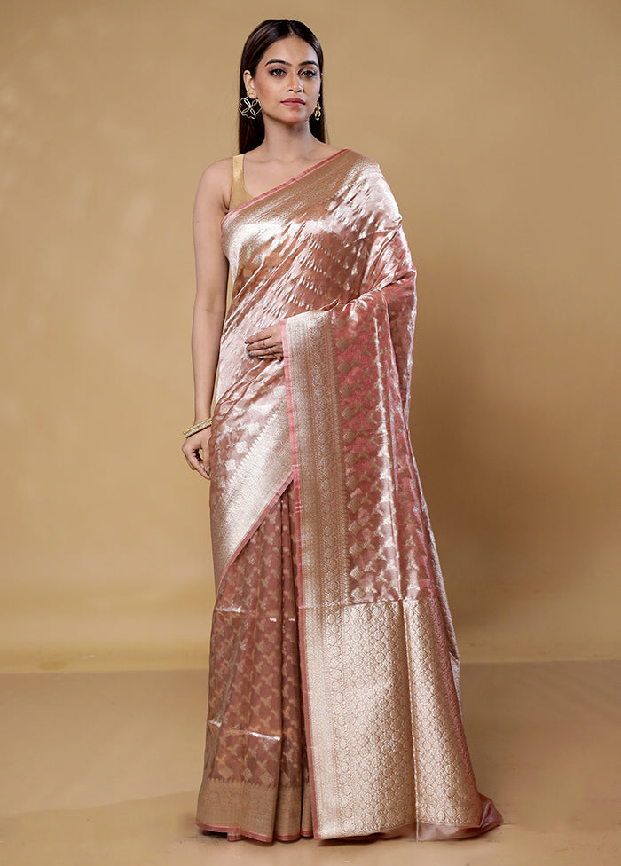 Pink Tissue Silk Saree With Blouse Piece