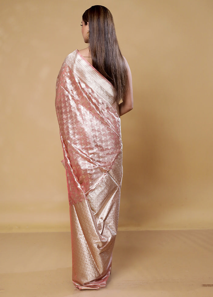 Pink Tissue Silk Saree With Blouse Piece