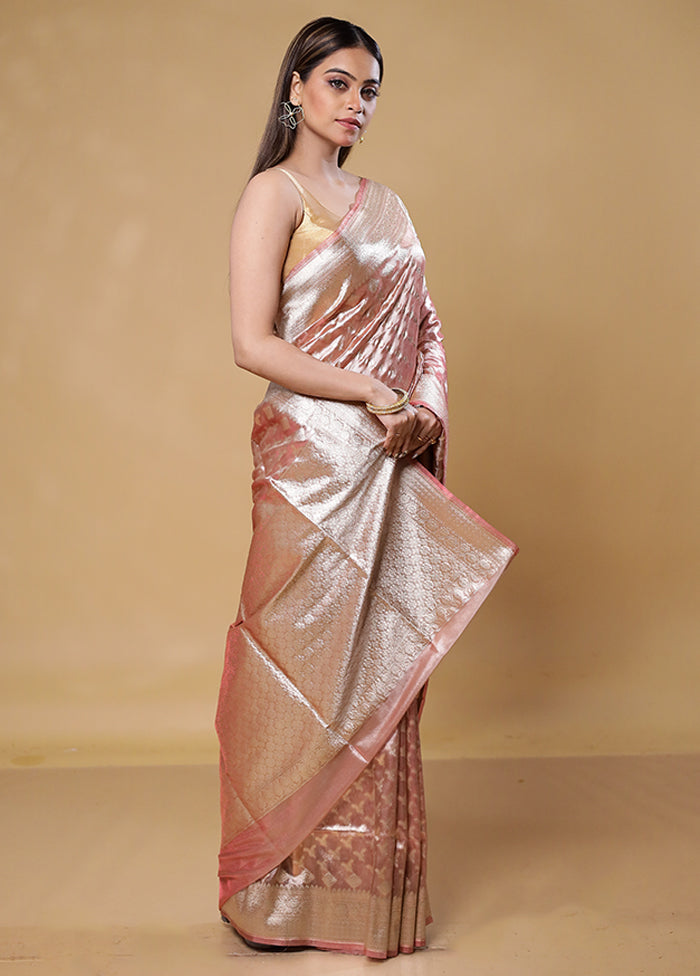 Pink Tissue Silk Saree With Blouse Piece