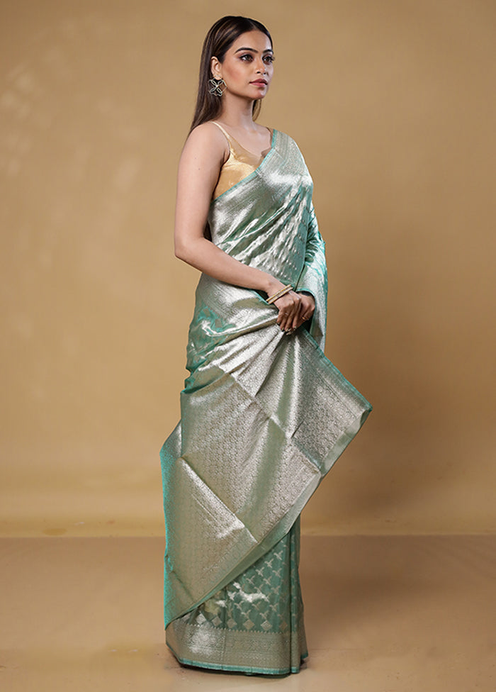 Green Tissue Silk Saree With Blouse Piece