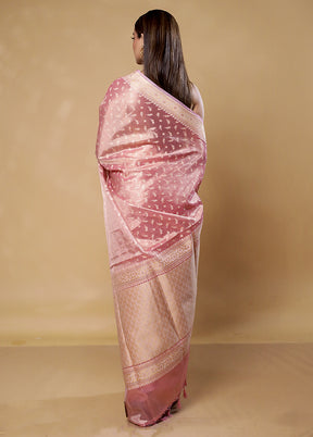 Pink Tissue Silk Saree With Blouse Piece