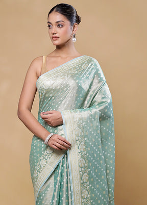 Blue Tissue Silk Saree With Blouse Piece