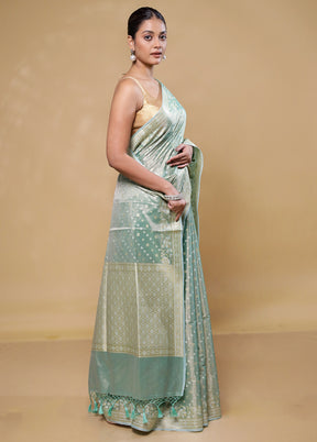 Blue Tissue Silk Saree With Blouse Piece