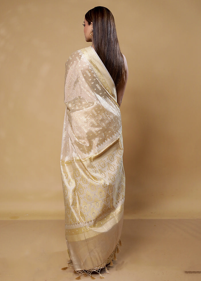 Cream Tissue Silk Saree With Blouse Piece