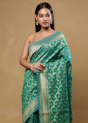 Green Kora Silk Saree With Blouse Piece