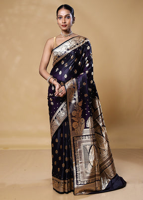 Blue Banarasi Silk Saree With Blouse Piece