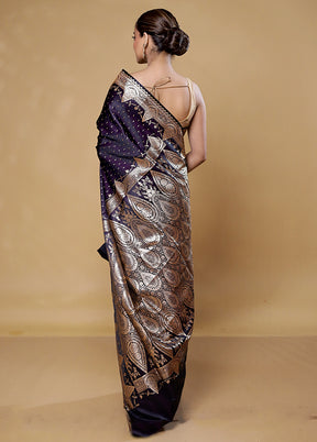 Violet Banarasi Silk Saree With Blouse Piece