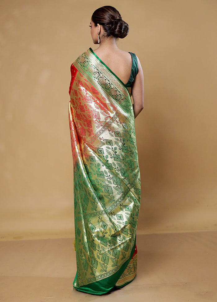 Red Tanchoi Silk Saree With Blouse Piece