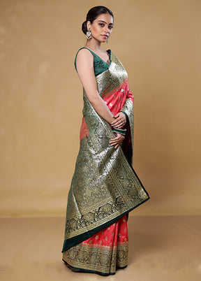 Pink Tanchoi Silk Saree With Blouse Piece