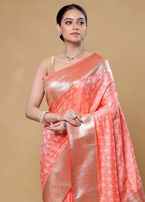 Pink Tanchoi Silk Saree With Blouse Piece